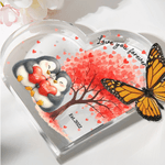 Personalized Love Tree Cute Penguin Heart Acrylic Plaque with Name and Date Home Decor Valentine's Day Anniversary Gift for Couples