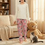 Personliga 1-4 foton av husdjursansikten Flerfärgat hjärta Barn Kvinna Man Pyjamasbyxor med namn och dragsko Dagligt bruk Födelsedagspresent för husdjursälskare Ägare