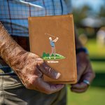Personalised Cartoon Golf Character PU Leather Golf Scorecard Holder with Name Daily Training Game Day Golf Club Gift for Golf Players Coaches