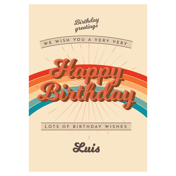 Rainbow and Layered Wishes Birthday Ecard