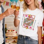 Personnalisé Reine de Coeur Carte à jouer Anniversaire T-shirt 100% coton avec nom Cadeau d'Anniversaire pour Femmes Filles