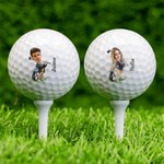 Pelota de golf personalizada con foto de rostro personaje animado divertido y nombre regalo de cumpleaños y día de juego para amantes del golf