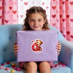 Personalized Heart Cute Cartoon Bear Initial Waterproof Stickers Labels with Name Valentine's Day Birthday Gift for Kids