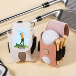 Personalised Cartoon Golf Character PU Leather Golf Ball & Tee Holder Pouch with Name and Belt Clip Sport Accessories Birthday Gift for Golf Players