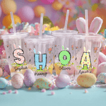 Personalisierte niedliche Hase 16 oz Ostern Stroh Wasserflasche mit Namen und Initialen täglichen Gebrauch Ostern Party Geschenk für Kinder Freunde