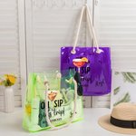 Sac Cabas Transparent Imperméable Personnalisé avec Nom Accessoire de Plage et Vacances pour Femme Fille