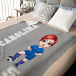 Manta suave personalizada multicolor con personaje animado de fútbol y nombre decoración del hogar regalo de cumpleaños para amantes del fútbol