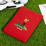 Personalised Cartoon Golf Character PU Leather Golf Scorecard Holder with Name Daily Training Game Day Golf Club Gift for Golf Players Coaches