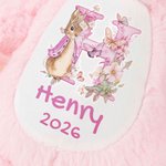 Personalized Cute Easter Bunny Floral Initial Stuffed Bunny Plush Toy with Name and Year Easter Gift for Kids