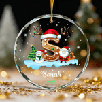 Personalized Snowman Santa Claus Acrylic Glass Ornament with Name and Year Tree Decoration Christmas Gift for Kids Friends