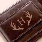 Gepersonaliseerde Initialen Naam RFID-afgeschermde Magnetische Slanke Leren Portemonnee Geldclip met Gegraveerde Tekst Verjaardag Vaderdag Cadeau voor Mannen