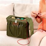 Personlig monogram stor förvaringsväska för garn i canvas med nålfickor och handtag Virka Stickning Tillbehör Födelsedagspresent för hantverksälskare