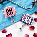 Personalised Bow Cloud Shape Acrylic Badge Reel with Name and Job Title Appreciation Nurse Week Valentine's Day Gift for Doctor Nurse Medical Staff