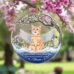 Personalisierte Engelsflügel Wolke Blume Acryl Ornament mit Foto und Text Home Tree Decor Memorial Sympathie Haustier Verlust Geschenk für Tierbesitzer