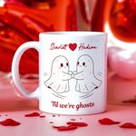 Personalised Cartoon Couple Ghosts 11 oz 15 oz Ceramic Mug with Names Daily Use Valentine's Day Birthday Anniversary Gift for Couple