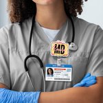 Personalised Bow Cloud Shape Acrylic Badge Reel with Name and Job Title Appreciation Nurse Week Valentine's Day Gift for Doctor Nurse Medical Staff