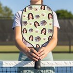 Personalisierte 1-4 Avatar Gesicht Fotos Pickleball Paddel mit Pickleball und Tasche Wettbewerb Tag Geburtstagsgeschenk für Pickleball Spieler