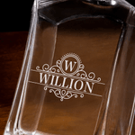 Personalised Vintage Emblem Whiskey Decanter Glass with Engraved Initial and Name Birthday Anniversary Gift for Men Whiskey Lovers