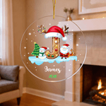Personalized Snowman Santa Claus Acrylic Glass Ornament with Name and Year Tree Decoration Christmas Gift for Kids Friends