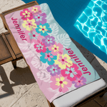 Personalized Tropical Floral Quick-Drying Oversized Beach Towel with Names Travel Essentials Beach Party Holiday Gift for Friends Women