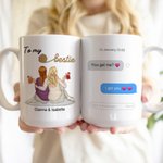 Personalized Cartoon Besties Character 11 oz 15 oz Ceramic Mug with Name and Date Birthday Anniversary Gift for Besties