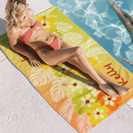 Personalized Tropical Floral Quick-Drying Oversized Beach Towel with Names Travel Essentials Beach Party Holiday Gift for Friends Women