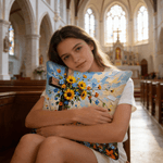 Personalized Cross Flower Soft Throw Pillow Cover with Name Daily Use Birthday Gift for Family Christians