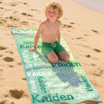 Personalized Colourful Gradient Word Cloud Oversized Quick Dry Beach Towel with Name Beach Party Birthday Gift for Kids Adults