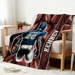 Personalised Cartoon Football Character Soft Throw Blanket with Name and Number Competition Day Team Gift for Football Player Team Member