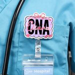 Personalised Bow Cloud Shape Acrylic Badge Reel with Name and Job Title Appreciation Nurse Week Valentine's Day Gift for Doctor Nurse Medical Staff