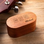 Personalized Guitar Chords Design Wooden Magnetic Guitar Pick Storage Box Set with Name and Word Birthday Gift for Musician Guitar Player