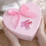 Personalized Heart Shape Romantic Pink Stickers with Name Daily Use Valentine's Day Gifts for Couples Wives