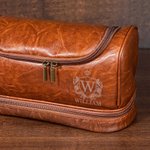 Personlig Crown Shield PU läder Toalettväska för män med initialer och namn Resa Affärsresa Födelsedagspresent för män