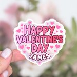 Personalized Heart Shape Romantic Pink Stickers with Name Daily Use Valentine's Day Gifts for Couples Wives