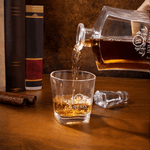 Personalised Vintage Emblem Whiskey Decanter Glass with Engraved Initial and Name Birthday Anniversary Gift for Men Whiskey Lovers