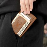 Gepersonaliseerde Initialen Naam RFID-afgeschermde Magnetische Slanke Leren Portemonnee Geldclip met Gegraveerde Tekst Verjaardag Vaderdag Cadeau voor Mannen