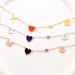 Personalized Birthstone Constellation Initial Heart Pendants Necklace Anniversary Mother's Day Birthday Gift for Women