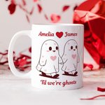 Personalised Cartoon Couple Ghosts 11 oz 15 oz Ceramic Mug with Names Daily Use Valentine's Day Birthday Anniversary Gift for Couple