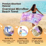 Personalized Colourful Gradient Word Cloud Oversized Quick Dry Beach Towel with Name Beach Party Birthday Gift for Kids Adults