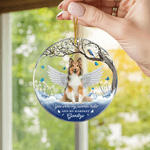 Personalisierte Engelsflügel Wolke Blume Acryl Ornament mit Foto und Text Home Tree Decor Memorial Sympathie Haustier Verlust Geschenk für Tierbesitzer