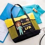 Personalised Nurse Cartoon Character Large Oxford Tote Bag with Mesh Pocket and Name Nurse Week Appreciation Gift for Medical Staff