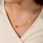 Personalized Birthstone Constellation Initial Heart Pendants Necklace Anniversary Mother's Day Birthday Gift for Women