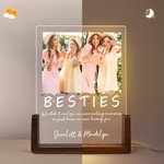 Personalized BESTIE 1-4 Photos Acrylic LED Night Light with Text and Wooden Base Birthday Anniversary Gift for Besties