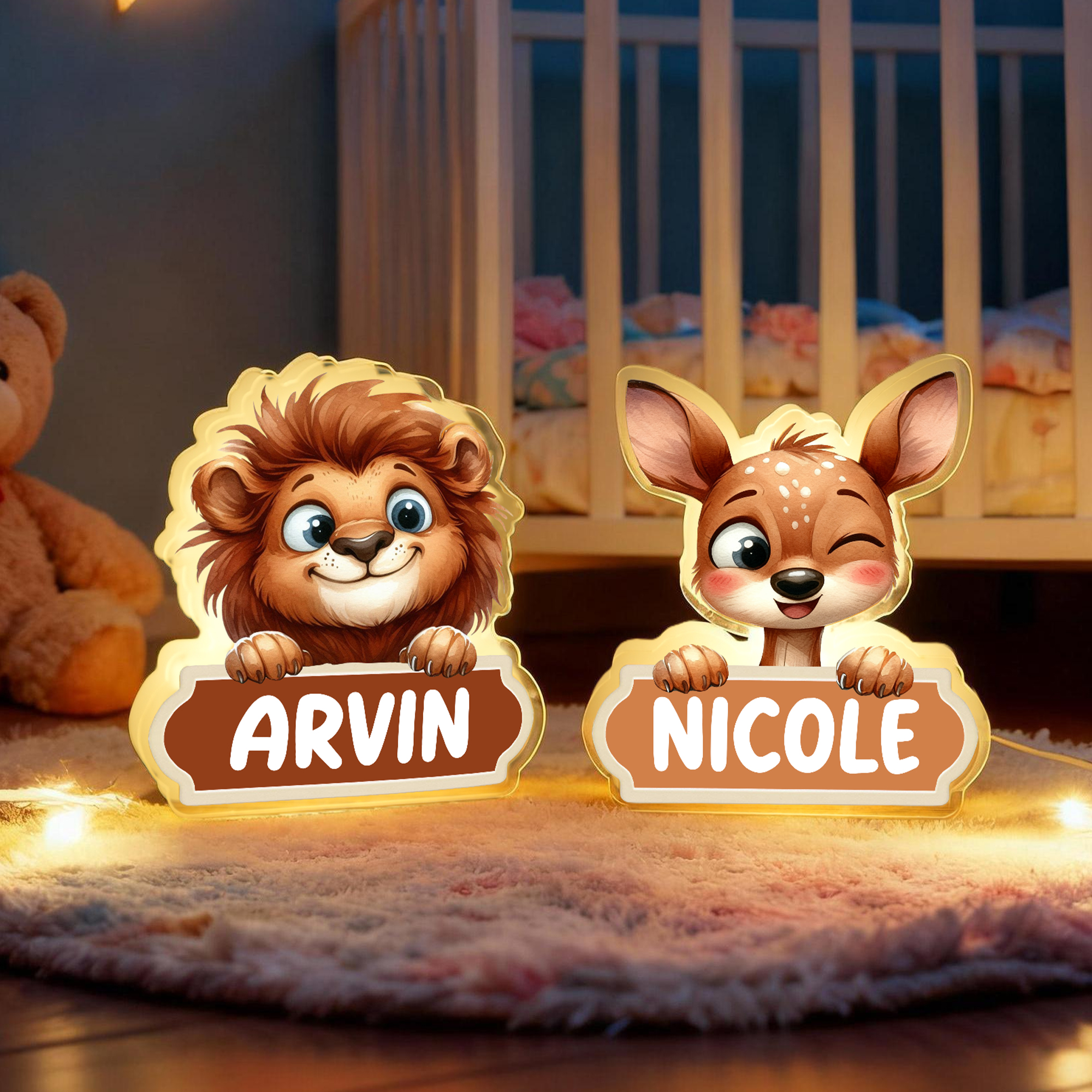 Veilleuse LED personnalisée en acrylique avec nom Cadeau d'anniversaire pour les enfants