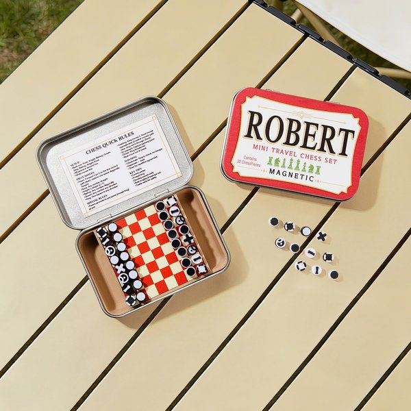 Personalized Altoids Tin Magnetic Mini Travel Chess Board Set with Name Small Portable Pocket Game Camping Birthday Gift for Chess Lovers