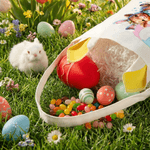 Personalised Cute Highland Cow Bunny Egg Easter Basket with Name and Bunny Ears Egg Hunting Accessory Easter Gift for Kids