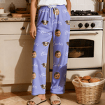 Personalized 1-3 Face Photos Soft Skin-Friendly Flannel Pajama Pants with Name and Drawstring Waistband Daily Use Birthday Gift for Family Friends
