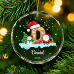 Personalized Snowman Santa Claus Acrylic Glass Ornament with Name and Year Tree Decoration Christmas Gift for Kids Friends