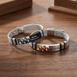 Gepersonaliseerde Verstelbare Armband voor Mannen met Foto en Gegraveerde Tekst Vaderdag Cadeau voor Vader Grootvader Echtgenoot
