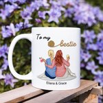 Personalized Cartoon Besties Character 11 oz 15 oz Ceramic Mug with Name and Date Birthday Anniversary Gift for Besties